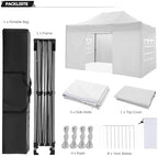 10x15 Pop Up Canopy Tent with 4 Sidewalls, Heavy Duty Canopy, White in White, alternate view 6