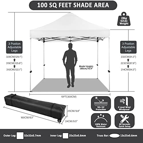 10x15 Pop Up Canopy Tent with Sidewall, Heavy Duty Canopy, White Gray, alternate view 2