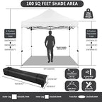 10x15 Pop Up Canopy Tent with Sidewall, Heavy Duty Canopy, White Gray, alternate view 2