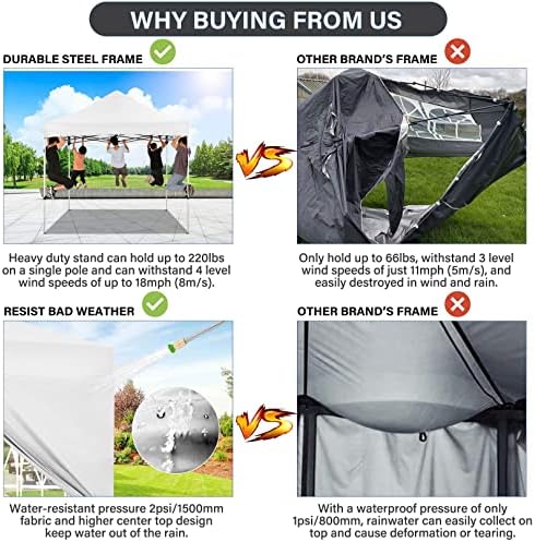 10x15 Pop Up Canopy Tent with Sidewall, Heavy Duty Canopy, White Gray, alternate view 3