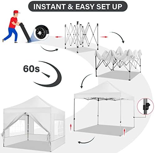 10x15 Pop Up Canopy Tent with Sidewall, Heavy Duty Canopy, White Gray, alternate view 5