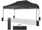 10x15 Pop Up Canopy Without Sidewalls - Breezy Open-Air Instant Shelter with Roller Bag & Sandbag - Outdoor