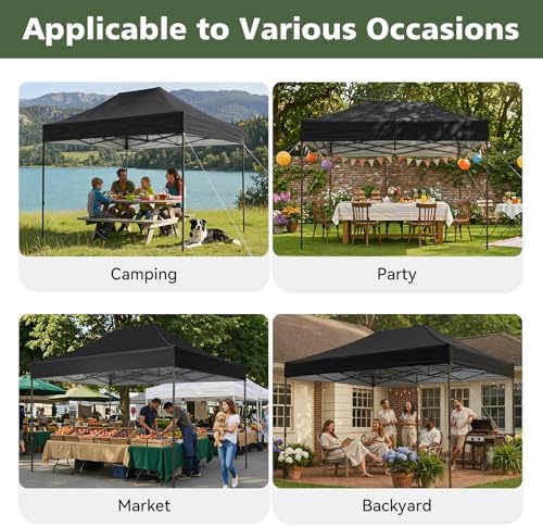 10x15 Pop Up Canopy Without Sidewalls - Breezy Open-Air Instant Shelter with Roller Bag & Sandbag - Outdoor, alternate view 6