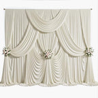 10x15ft Beige Backdrop Curtains, 2 Panels Long Cream Beige Backdrop Drapes in 10x15ft, alternate view 6
