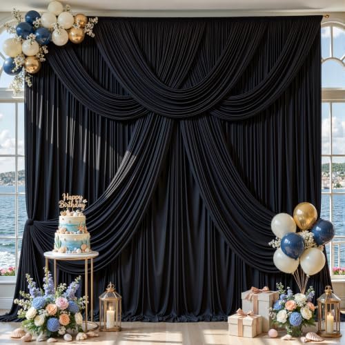 10x15ft Black Backdrop Curtains for Parties, Wrinkle Free Fabric Drapes for Backdrop, Photo Backdrop Drapes for, alternate
