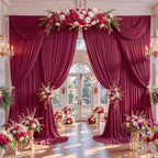 10x15ft Burgundy Backdrop Curtains for Parties Wrinkle Free Fabric Backdrop Curtain Birthday Photo Drapes, alternate view 3