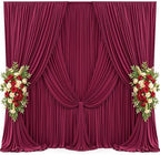 10x15ft Burgundy Backdrop Curtains for Parties Wrinkle Free Fabric Backdrop Curtain Birthday Photo Drapes, alternate view 6