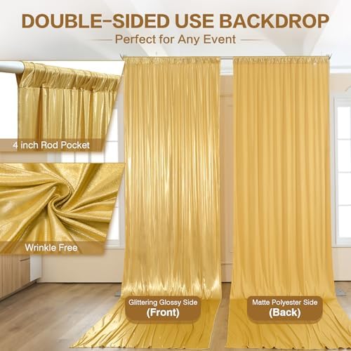 10x15FT Gold Sequin Backdrop Curtain Double Sided in 10x15FT, alternate view 3