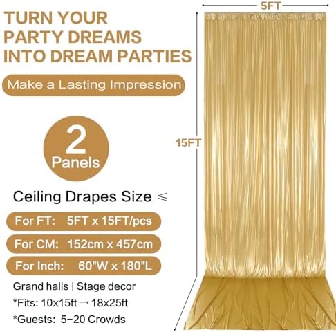 10x15FT Gold Sequin Backdrop Curtain Double Sided in 10x15FT, alternate view 6