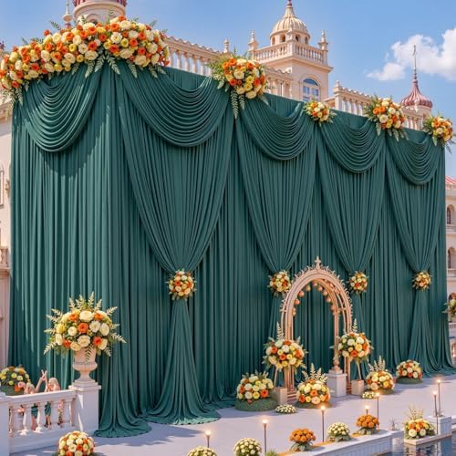 10x15ft Hunter Green Backdrop Curtains, Wrinkle Free Fabric Drapes for Backdrop, Photo Backdrop Drapes for, alternate view 3