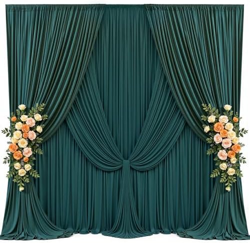 10x15ft Hunter Green Backdrop Curtains, Wrinkle Free Fabric Drapes for Backdrop, Photo Backdrop Drapes for, alternate view 7