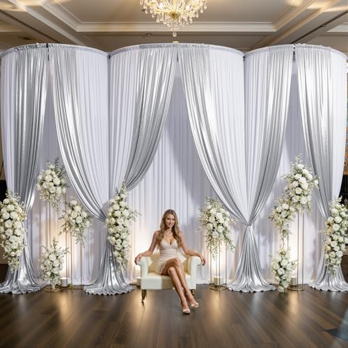 10x15FT Silver Sequin Backdrop Curtain Double Sided in 10x15FT