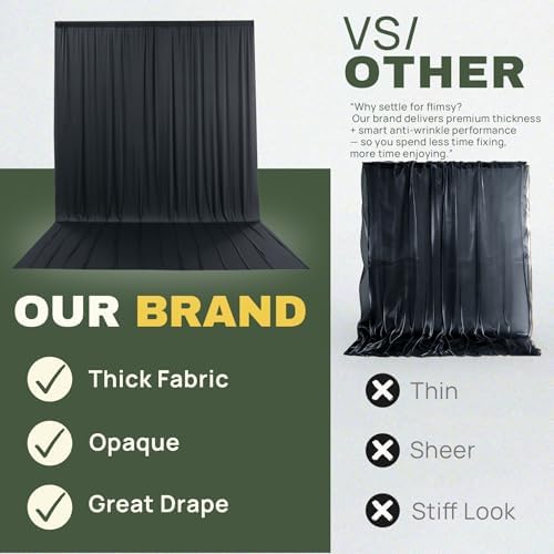 10x16 ft Black Backdrop Curtains for Wedding Parties, Birthdays, Halloween in 10x16 ft, alternate view 6
