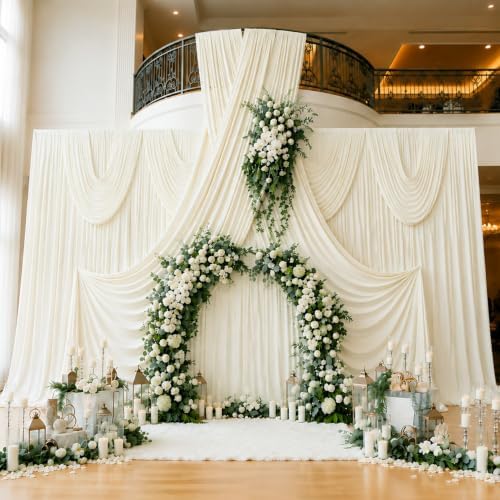 10x16 ft Ivory Backdrop Curtains for Wedding Parties, Birthdays, Halloween in 10x16 ft
