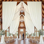 10x16 ft Ivory Backdrop Curtains for Wedding Parties, Birthdays, Halloween in 10x16 ft, alternate view 2