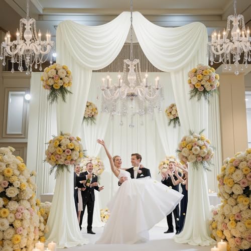10x16 ft Ivory Backdrop Curtains for Wedding Parties, Birthdays, Halloween in 10x16 ft, alternate view 3