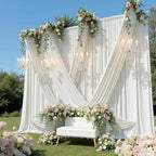 10x16 ft Ivory Backdrop Curtains for Wedding Parties, Birthdays, Halloween in 10x16 ft, alternate view 6
