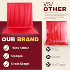 10x16 ft Red Backdrop Curtains for Wedding Parties, Birthdays, Halloween in 10x16 ft, alternate view 4