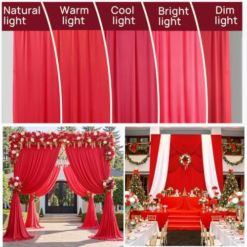10x16 ft Red Backdrop Curtains for Wedding Parties, Birthdays, Halloween in 10x16 ft, alternate view 6