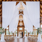 10x16 ft White Backdrop Curtains for Wedding Parties, Birthdays, Halloween in 10x16 ft, alternate view 3