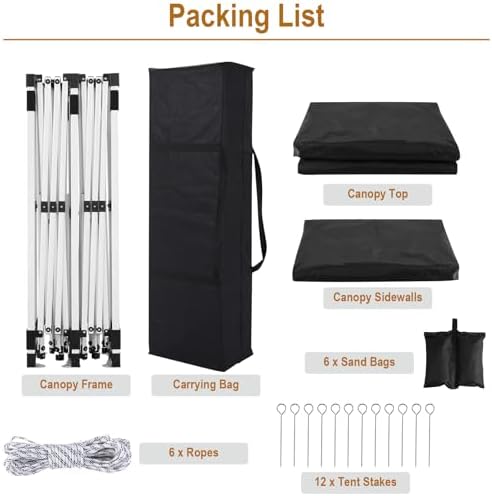 10x20 Black Pop Up Canopy Outdoor Party Tent with 6 Sidewalls, Wedding Party Tent Outdoor Waterproof UV50 Canopy, alternate