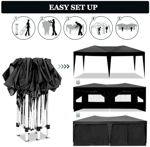 10x20 Black Pop Up Canopy Outdoor Party Tent with 6 Sidewalls, Wedding Party Tent Outdoor Waterproof UV50 Canopy, alternate