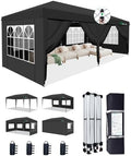 10x20 Black, Pop Up Canopy Tent with 6 Removable Sidewalls 10 * 20