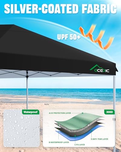 10x20 Black, Pop Up Canopy Tent with 6 Removable Sidewalls 10 * 20, alternate view 5
