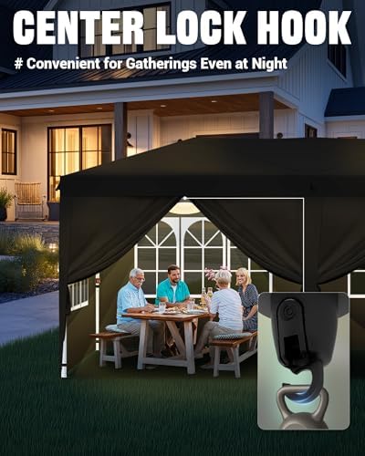 10x20 Black, Pop Up Canopy Tent with 6 Removable Sidewalls 10 * 20, alternate view 6