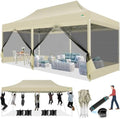 10x20 Canopy Tent with 6 Sidewalls, Heavy Duty Pop up Canopy with Mosquito Netting, Easy up Screen Tent for