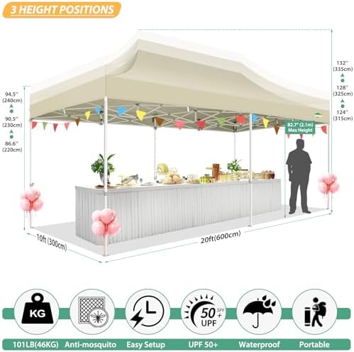 10x20 Canopy Tent with 6 Sidewalls, Heavy Duty Pop up Canopy with Mosquito Netting, Easy up Screen Tent for, alternate view 2