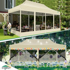 10x20 Canopy Tent with 6 Sidewalls, Heavy Duty Pop up Canopy with Mosquito Netting, Easy up Screen Tent for, alternate view 5