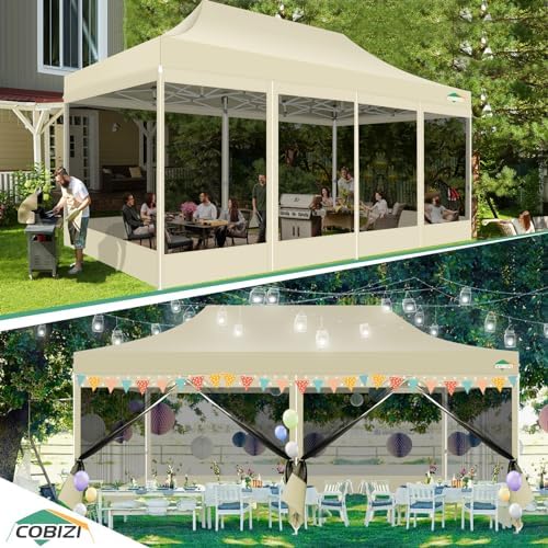 10x20 Canopy Tent with 6 Sidewalls, Heavy Duty Pop up Canopy with Mosquito Netting, Easy up Screen Tent for, alternate view 5