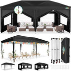 10x20 Canopy Tents for Parties 10x20ft Easy Setup Pop up Tents with Sidewalls & One Push Lock Waterproof Outdoor