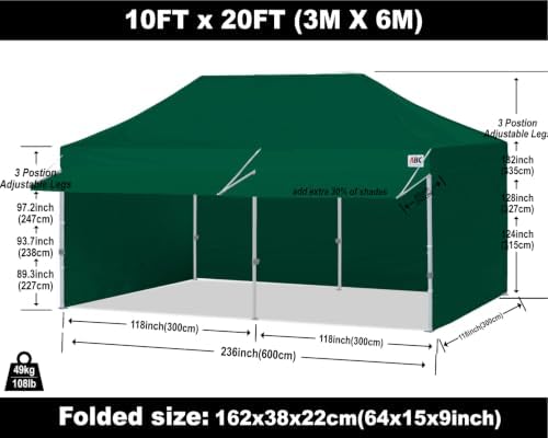 10x20 Commercial Pop up Canopy Tent with Awning Sidewall, alternate view 2