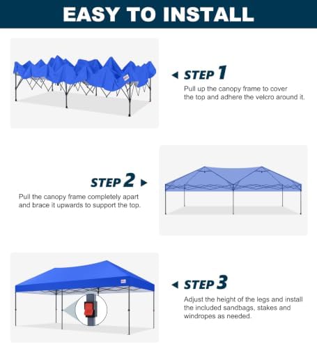10x20 Durable Pop Up Canopy Tent with Roller Bag, Blue in Blue, alternate view 7