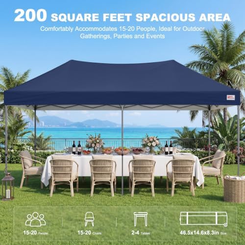 10x20 Durable Pop Up Canopy Tent with Roller Bag, Navy Blue in Navy Blue, alternate view 4