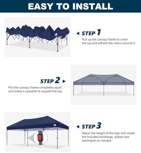 10x20 Durable Pop Up Canopy Tent with Roller Bag, Navy Blue in Navy Blue, alternate view 6