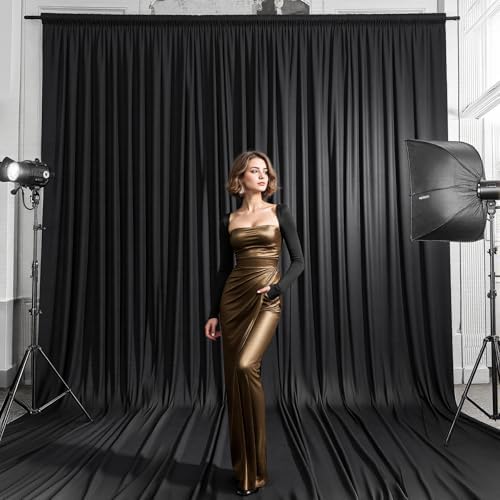 10x20 FT Black Backdrop Curtain for Parties Wrinkle Free Photo Backdrop Curtains Polyester Wedding Back Drop, alternate view