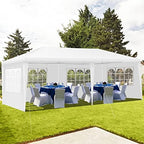 10x20 Ft Canopy Tent, Heavy Duty Party Tent with 4 Removable Sidewalls, Wind Ropes, Ground Stakes, Outdoor White