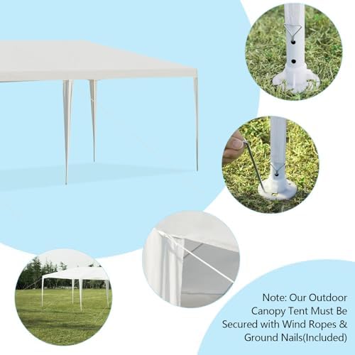 10x20 Ft Canopy Tent, Heavy Duty Party Tent with 4 Removable Sidewalls, Wind Ropes, Ground Stakes, Outdoor White, alternate
