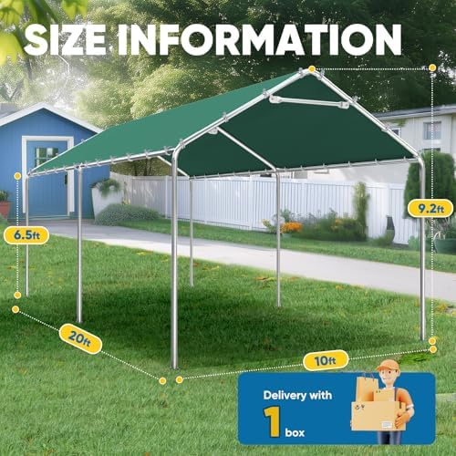 10x20 ft Heavy Duty Carport Canopy Galvanized Car Tent Outdoor Garage Boat Shelter with Reinforced Structure, No, alternate