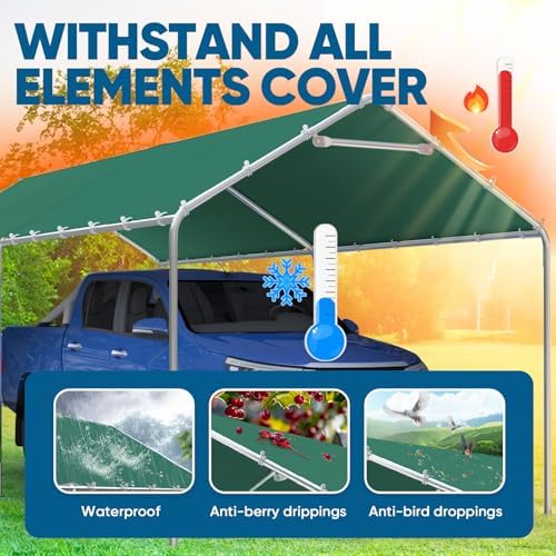 10x20 ft Heavy Duty Carport Canopy Galvanized Car Tent Outdoor Garage Boat Shelter with Reinforced Structure, No, alternate