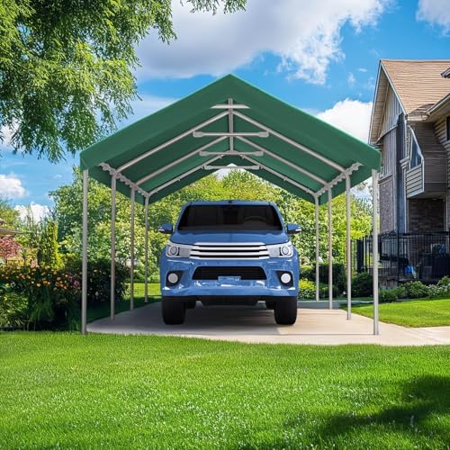 10x20 ft Heavy Duty Carport Canopy Galvanized Car Tent Outdoor Garage Boat Shelter with Reinforced Structure, alternate view