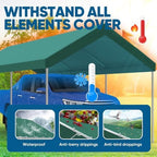 10x20 ft Heavy Duty Carport Canopy Galvanized Car Tent Outdoor Garage Boat Shelter with Reinforced Structure, alternate view