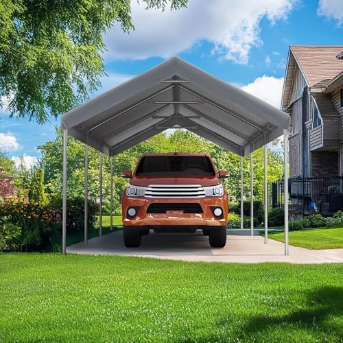 10x20 ft Heavy Duty Carport Canopy Galvanized Car Tent Outdoor Garage Boat Shelter with Reinforced Structure, alternate view