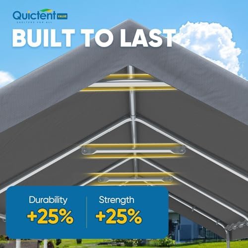 10x20 ft Heavy Duty Carport Canopy Galvanized Car Tent Outdoor Garage Boat Shelter with Reinforced Structure, alternate view
