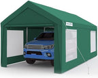 10x20 ft Heavy Duty Carport, Reinforced Galvanized Outdoor Garage Canopy Tent with Roll-up Ventilated Windows &