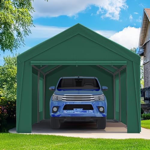 10x20 ft Heavy Duty Carport, Reinforced Galvanized Outdoor Garage Canopy Tent with Roll-up Ventilated Windows &, alternate