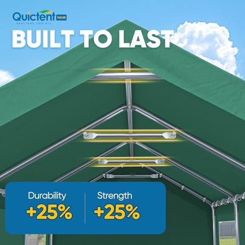 10x20 ft Heavy Duty Carport, Reinforced Galvanized Outdoor Garage Canopy Tent with Roll-up Ventilated Windows &, alternate